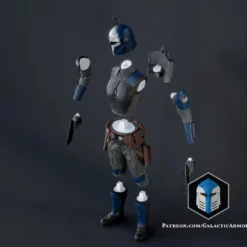 Bo Katan Figurine - Pose 1 - 3D Print Files -Galacticarmory Store BoKatanFigurine Pose1 Exploded