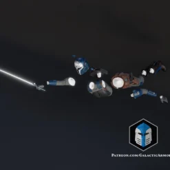 Bo Katan Figurine - Pose 3 - 3D Print Files -Galacticarmory Store BoKatanFigurine Pose3 Exploded