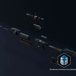 Battle Rifle 3 - 3D Print Files -Galacticarmory Store Halo3BattleRifle Exploded