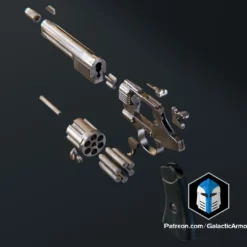 Mandalorian Gunslinger Blaster - 3D Print Files -Galacticarmory Store MandalorianGunslingerPistol Exploded