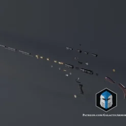 Mandalorian Longshot Blaster - 3D Print Files -Galacticarmory Store MandalorianLongshotRifle Exploded