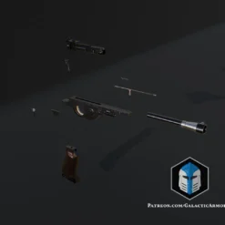 Mando Blaster Pistol - 3D Print Files -Galacticarmory Store Mando sPistolExploded