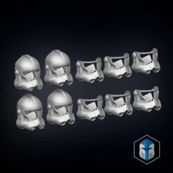 Phase 2 Clone Trooper Helmet - 3D Print Files -Galacticarmory Store Phase2Remastered FrontVariations