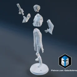 Princess Leia Figurine - Pose 2 - 3D Print Files -Galacticarmory Store Pose2 Exploded