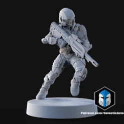 1:48 Scale UNSC Marine Miniatures - 3D Print Files -Galacticarmory Store Pose2 White 1