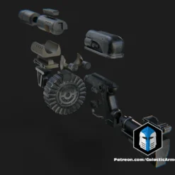 Pyke Syndicate Repeater Blaster - 3D Print Files -Galacticarmory Store PykeSyndicateBlaster Exploded