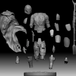 The Mandalorian Figurine - 3D Print Files -Galacticarmory Store mandalorian 3d model obj fbx stl ztl 40 scaled