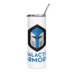 Stainless Steel Tumbler - Galactic Armory Logo -Galacticarmory Store stainless steel tumbler white front 6333484070736